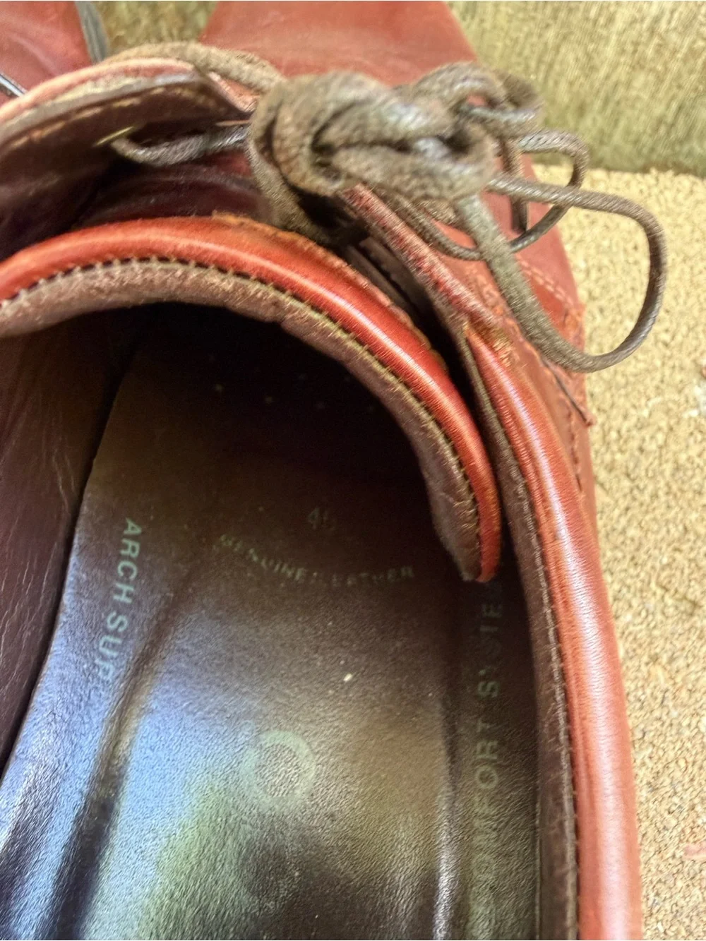 Ecco Men's Chestnut Brown Leather Derby Lace Up Shoes Size 45